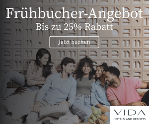 Unglaubliche Rabatte, falls Sie im Voraus buchen!