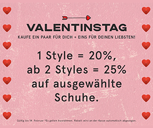 20% Rabatt auf 1. Artikel / 25% Rabatt auf 2. Artikel